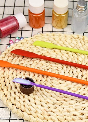 4pcs Mini Silicone Spatula Set, 3 Size Makeup Spatula Small Rubber Spatula for Thin Jar Skinny Openings Bottles, Tiny Scraper for Kitchen and Cosmetic, Multipurpose Scraping Mixing Tools (Mix colors)