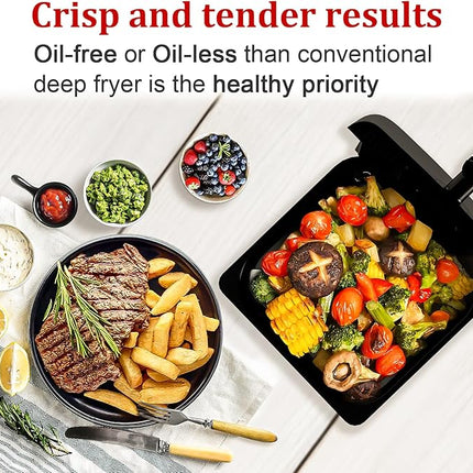 Air Fryer, 6.2QT Air Fryer Oven with LED Digital Touchscreen, 12 Preset Cooking Functions Air fryers, Bake, Reheat, Keep Warm, Nonstick and Dishwasher-Safe Basket, Stainless Steel/Black