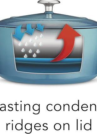 Tramontina Bestow Enameled Cast Iron Dutch Oven Pot with Lid, Round 5.5-quart, Medium Blue