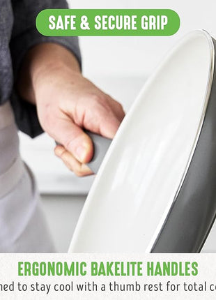 GreenLife Soft Grip 12" Frying pan, Non-Toxic PFAS-Free Ceramic Nonstick, Stay-Cool Handles, Wobble Free, Dishwasher & Oven Safe, Gray