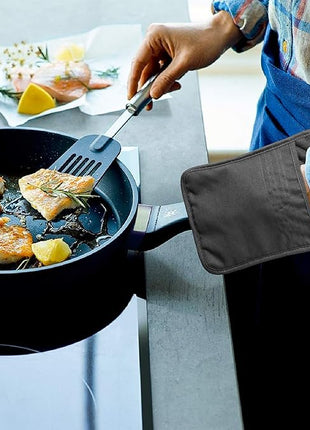 GROBRO7 5Pack Pocket Pot Holders Cotton Heat Resistant Potholder Multipurpose Hot Pads Machine Washable Oven Mitts Cooking Pads Bulk for Daily Kitchen Baking and Cooking 8.9 x 6.9 Inch Grey