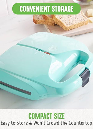 GreenLife Pro Electric Panini Press Grill and Sandwich Maker, Healthy Ceramic Nonstick Plates,Easy Indicator Light, PFAS-Free, Turquoise