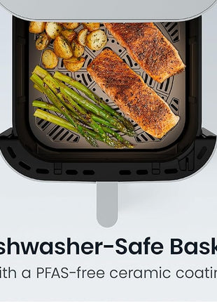Chefman Crispinator Air Fryer 6-in-1 with 8 Qt capacity, 450°F Max Temp with TurboFry Pro Technology for Fast and Even Results, Viewing Window, Nonstick Ceramic Basket