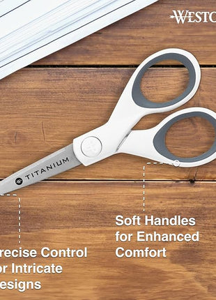 Westcott 5" Micro-Tip Fabric Scissors with Titanium-Bonded Blades - Ideal for Crafting, Sewing, and More