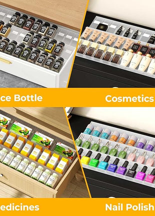 Famhap Spice Drawer Organizer, 36PCS Interlocking Expandable Seasoning Rack Tray Insert for Kitchen Drawers, Spice Rack Drawer for Spice Jars