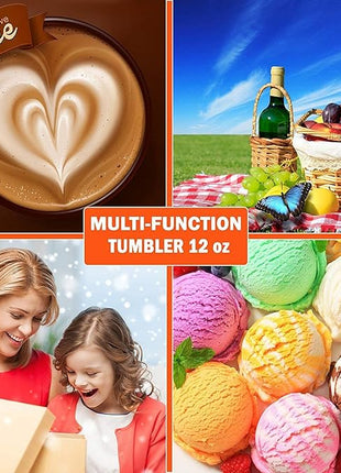 CHILLOUT LIFE 12 oz Stainless Steel Wine Tumblers 4 Pack - Double Wall Vacuum Insulated Wine Glasses Cups with Lids and Straws Set Keeping Cold & Hot for Coffee, Beer, Ice Cream - Rose Gold