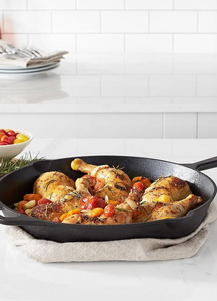 Amazon Basics Pre-Seasoned Cast Iron Skillet, Oven Safe, Even Heating, Heavy-Duty & Large, 15-Inch, Black