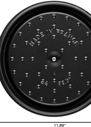 Staub Cast Iron Dutch Oven 5-qt Tall Cocotte, Made in France, Serves 5-6, Matte Black