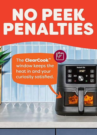 Instant Pot 4Qt VORTEX 6-in-1 Mini Air Fryer, Custom Program Options, Air Fry, Broil, Roast, Dehydrate, Bake, Reheat, Black, 4 Quarts