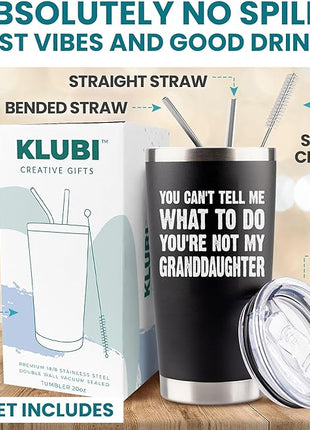 Grandpa Christmas Gifts from Granddaughter - 20oz Black Tumbler Cool Grandfather Idea Best Xmas Presents For Elderly Dad Grandfather Birthday Present for Granddad Christmas Gifts for Grandpa Tumbler