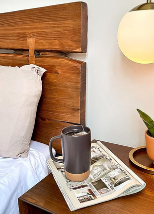 Mora Ceramics Large Tea Mug with Loose Leaf Infuser and Ceramic Lid, 18 oz, Portable, Microwave, Dishwasher Safe, Tall Coffee Cup - Rustic Matte Ceramic Glaze, Modern Herbal Tea Strainer, Nightwaves