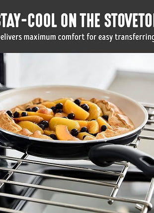 GreenLife 16 Piece Nonstick Cookware Set, Soft Grip Non-Toxic PFAS-Free Ceramic Pots & Pans, Dishwasher & Oven Safe, Frying, Sauce, Utensils, Glass Lids, Stay-Cool Handles, Wobble Free, Black & Cream