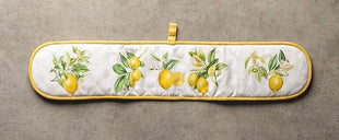 Maison d' Hermine Double Oven Mitts 100% Cotton 7"x35" Double Oven Mitt Heat Resistant BBQ Cooking Gloves with Loop, Baking, Grilling, Home, Kitchen, Handling Hot Pans Spring Summer (Limoncello)