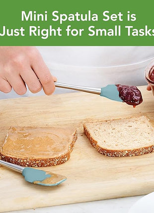 Tovolo Flex-Core Stainless Steel Handled Mini Spatula & Spoonula Set of 2, Kitchen Utensil Set, BPA-Free Silicone, Safe for Cast Iron & Cookware Dishwasher-Safe