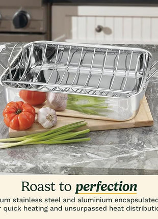 Cuisinart 16-Inch Roaster, Chef's Classic Rectangular Roaster with Rack, Stainless Steel, 7117-16URP1
