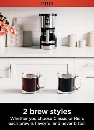 Ninja 14 Cup , Programmable Coffee Maker XL Pro with Permanent Filter, 2 Brew Styles Classic & Rich, 4 Programs Small Batch, Delay Brew, Freshness Timer & Keep Warm, Stainless Steel, DCM201
