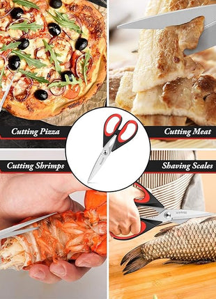 iBayam 3-Pack 8.5"Kitchen Scissors All Purpose Heavy Duty with Protective Sheath, Soft Grip Comfort Handle, Dishwasher Safe Kitchen Utensils Gadgets Set, Stainless Cooking Meat Poultry Food Shears