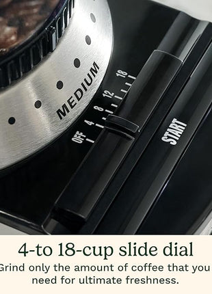 Cuisinart Coffee Grinder, Electric One-Touch Automatic Burr Coffee Grinder with 18-Position Grind Selector, Cup Size Selector for 4 – 18 Cups, DBM-8P1, Black Stainless