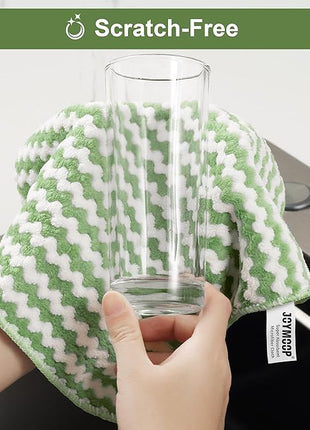 JOYMOOP 18 Pack Microfiber Cleaning Cloth, Kitchen Towels for Dish Drying Washing, Absorbent Streak Free Lint Free Rags for Cleaning, Reusable and Washable Towels - 10" x 10"