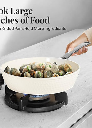 GOTHAM STEEL Hammered 20Pcs Ceramic Cookware Set Nonstick, Induction Pots and Pans Set Non Stick with Deep Fry Pan, Steamer, and Bakeware, Non Toxic PFOA PFOS Free, Oven & Dishwasher Safe