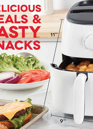 DASH Tasti-Crisp™ Express Air Fryer Oven, 2.6 Qt., White – Compact Air Fryer for Healthier Food in Minutes, Ideal for Small Spaces - Auto Shut Off, Analog, 1000-Watt