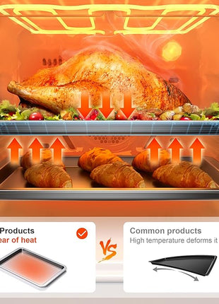 HONGBAKE Cookie Sheet, Baking Sheet Set, Nonstick Oven Pan with Wider Grips,3 Pack, Avoid Too Much Browning -Noble Silver