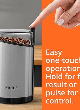 KRUPS Electric Coffee Grinder: 3 oz Capacity, 200 Watts - Versatile for Beans, Spices, Nuts - One-Touch Operation, Customizable Grind for 12 Cups - Ideal for Espresso, French Press