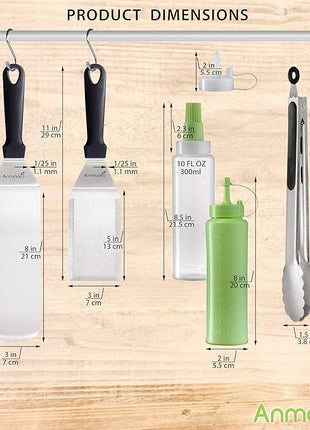 Metal Spatula Set of 4 - Griddle Accessories kit - Grill Flat Spatula Pancake Flipper Hamburger Turner - Metal Utensil Great for BBQ Grill Flat Top Cast Iron Griddle - Commercial Grade