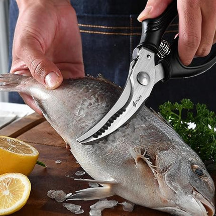 Poultry Shears Set - Heavy Duty Utility Kitchen Scissors for Cutting Chicken, Meat, Poultry, Turkey, Food - Black and Red