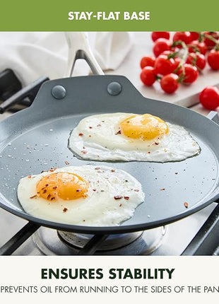 GreenPan Valencia Pro 9.5" Nonstick Crepe Pan, PFAS-Free Ceramic Flat Pancake Skillet, Induction Ready Cookware, Hard Anodized, Dishwasher & Oven Safe, Gray