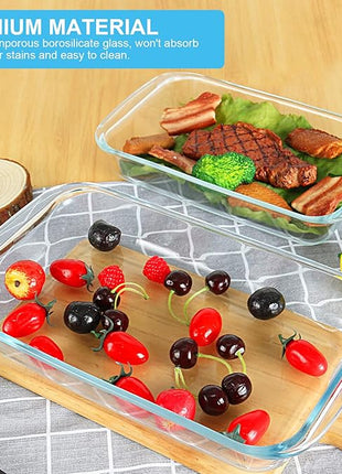 KOMUEE 8 Pieces Glass Baking Dish with Lids Rectangular Glass Baking Pan Bakeware Set with BPA Free Lids, Baking Pans for Lasagna, Leftovers, Cooking, Kitchen, Fridge-to-Oven,Blue