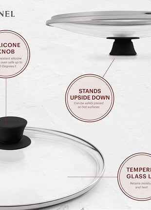 Cast Iron Skillet Set - 8"+10"+12"-Inch Dual Handle Frying Pans + Glass Lids + Silicone Handle Holder Covers - Pre-seasoned Oven Safe Cookware - Indoor/Outdoor Use - Grill, Stovetop, Induction Safe