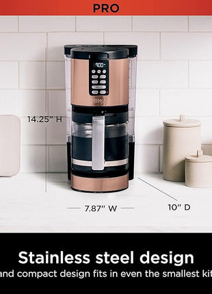 Ninja Programmable XL 14-Cup Coffee Maker PRO with Permanent Filter, 2 Brew Styles Classic & Rich, Delay Brew, Freshness Timer & Keep Warm, Dishwasher Safe, Copper, DCM201CP