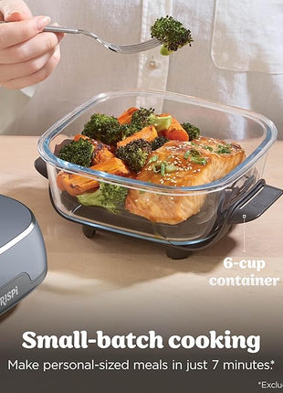 Ninja Crispi 4-in-1 Portable Glass Air Fryer Cooking System, 1500W, 4QT & 6-Cup TempWare Glass Containers with Storage Lids, Microwave, Freezer & Dishwasher Safe, Cyberspace Gray, FN101GY