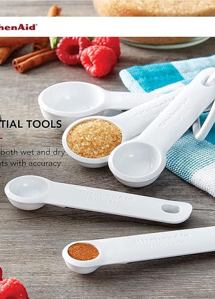 KitchenAid Plastic Measuring Spoons, Set Of 5, White