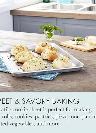 Chicago Metallic Commercial II Traditional Uncoated Large Jelly Roll Pan, perfect for jelly rolls, cookies, pastries, pizza, one-pan meals, roasted vegetables, and more, 16-3/4 by 12-Inch