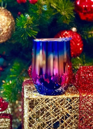 CHILLOUT LIFE 12 oz Stainless Steel Wine Tumblers 2 Pack - Double Wall Vacuum Insulated Wine Glasses Cups with Lids and Straws Set Keeping Cold & Hot for Coffee, Beer, Ice Cream - Colorful Rainbow