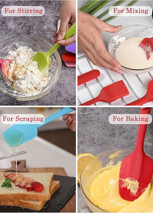 Silicone Spatula Set, Rubber Spoon Spatula for Baking, Heat Resistant Cooking Utensil, Flexible Silicone Spoon Baking Mixing Tool Cooking Gadget (4-Piece)