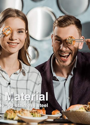 Metal Chopsticks Reusable 18/8 Stainless Steel Chopsticks Multipack Dishwasher Safe Chop Sticks Cute Laser Engraved Non-slip Japanese Korean Chopstick for Cooking Eating 9 1/4 Inches 5 Pairs Gift Set