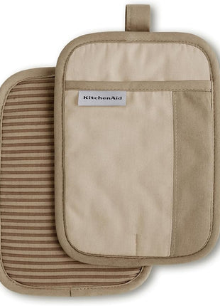 KitchenAid Beacon Two-Tone Non-Slip Pot Holder Set, Milkshake/Beige, 7"x10", 2 Piece