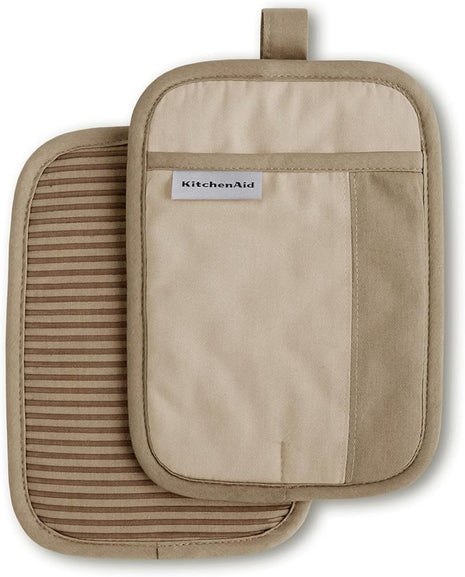 KitchenAid Beacon Two-Tone Non-Slip Pot Holder Set, Milkshake/Beige, 7"x10", 2 Piece