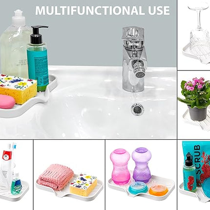 1 Pc Cream Silicone Sponge Holder | Sink Tray for Dish Sponges and Soap Organization | 9.45 x 5.51