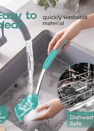 Silicone Spatula Set - Turner Spatulas Silicone Heat Resistant 600°F - Slotted & Solid Spatula for Cooking Fish, Eggs, Pancakes Flipper – Spatulas for kitchen use – Turquoise