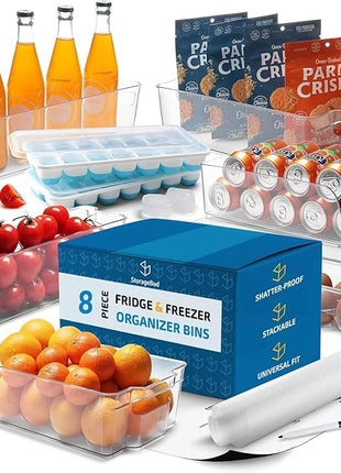 STORAGEBUD Fridge Organizer - 8 Pieces refrigerator organizer bins - Pantry Organization and Storage for Fridge & Refrigerator- BPA Free Freezer Organizer Bins