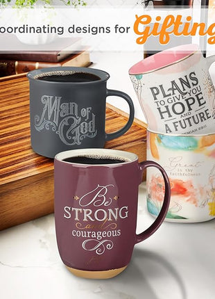 Christian Art Gifts Charcoal Gray Camp-Style Ceramic Coffee Mug – 13 oz. Lead and Cadmium-Free Non-Toxic Inspirational Scripture Coffee and Tea Mug for Men with Bible Verse: Man of God –1 Timothy 6:11