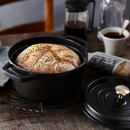 staub La Cocotte Round 40509-480 Pico Cocotte Round Black 6.3 inches (16 cm) Small, Both Handed Casting, Enameled Pot, Induction Compatible, Japanese Authentic Product