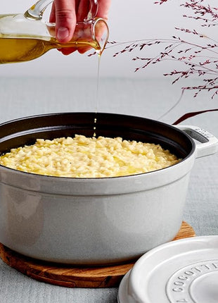 Staub Cast Iron 4-qt Round Cocotte - White Truffle, Made in France