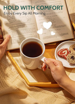 Sweese Porcelain Mugs - 12 Ounce for Coffee, Tea, Mocha and Mulled Drinks - Set of 6, White