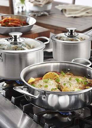 Wodillo 6Pcs Pots and Pans Set, Stainless Steel Pot Set, Nonstick Kitchen Cookware Set, Induction Pots Set with Stay-Cool Handle, Works with Electric and Gas Cooktops, Dishwasher Safe