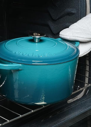 Crock-Pot Artisan 7-Quart Round Dutch Oven – Teal Ombre, Enameled Cast Iron Oven Safe Cookware